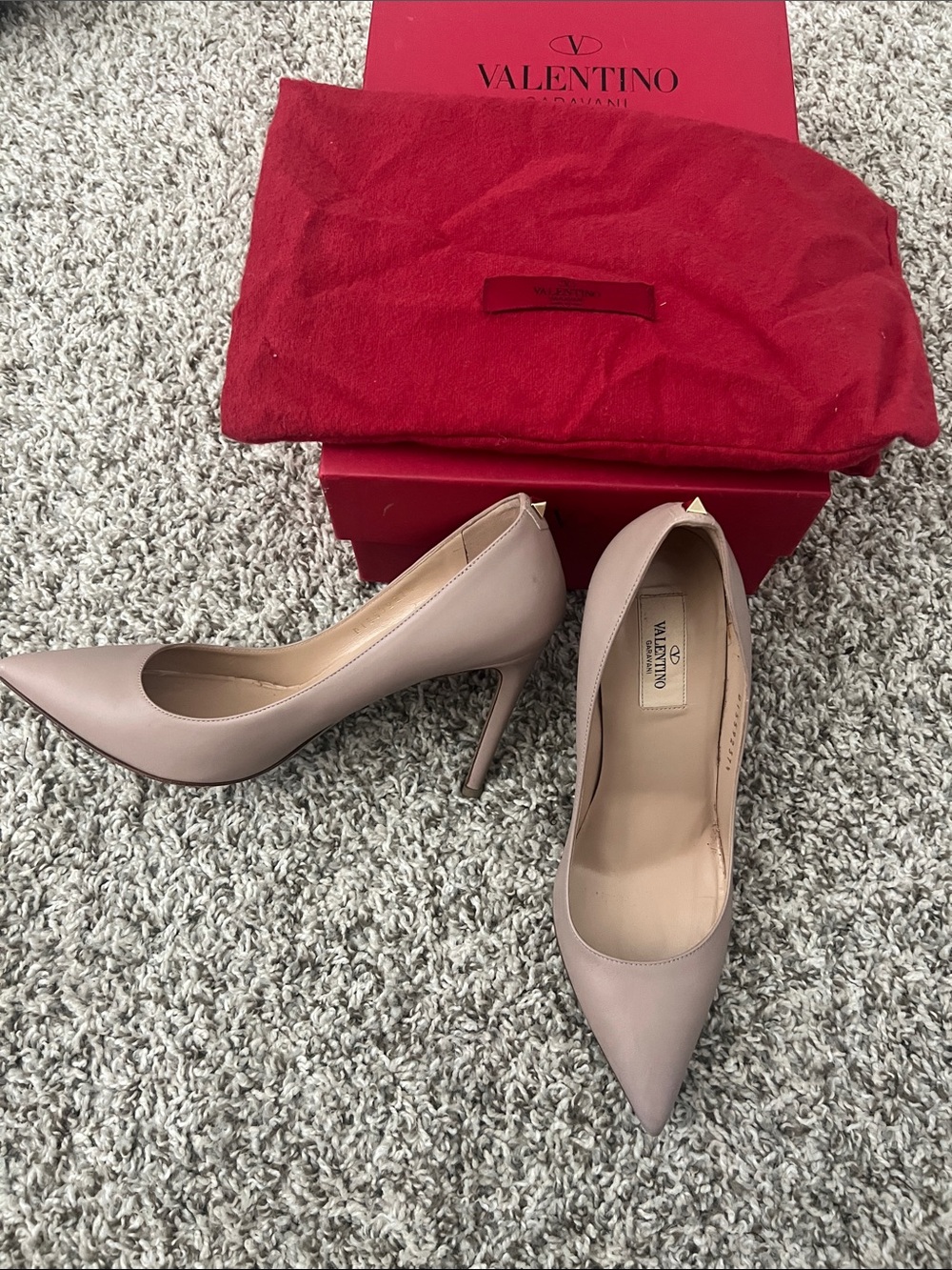 Valentino Blush Leather Pointed-Toe Stiletto Pumps